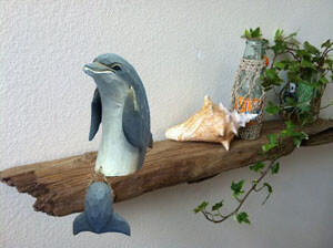 wood dolphin art