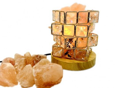 Cube Diamonds Salt Lamp with Wood Base (1)