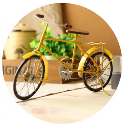 Vintage Metal Bicycle Decor Yellow