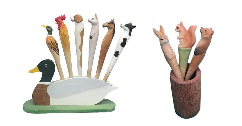 Carved wooden animal pen