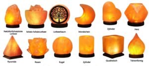 Various stylish cool salt lamp designs showcased in modern interior settings