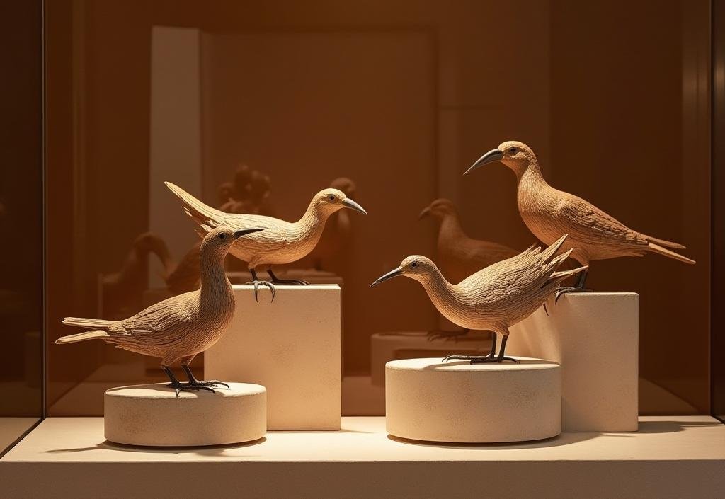 Premium Retail Display of Hand-Carved Wooden Birds