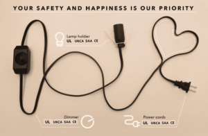 Visual guide showing quality indicators and certification marks for salt lamp accessories