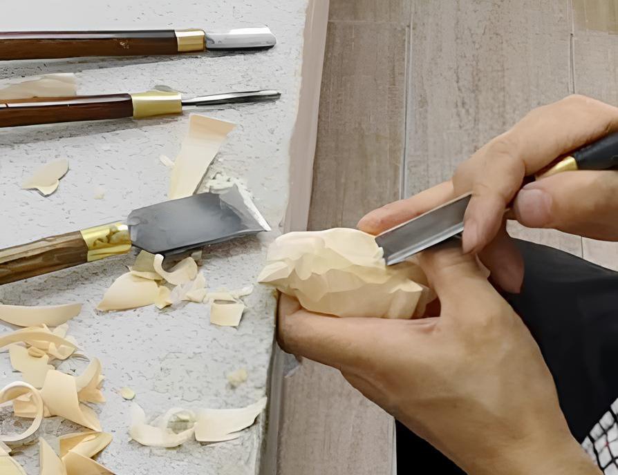 Artisan creating custom wood carving gift