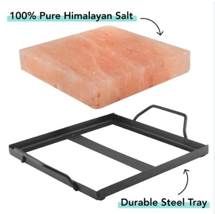 salt block with metal tray
